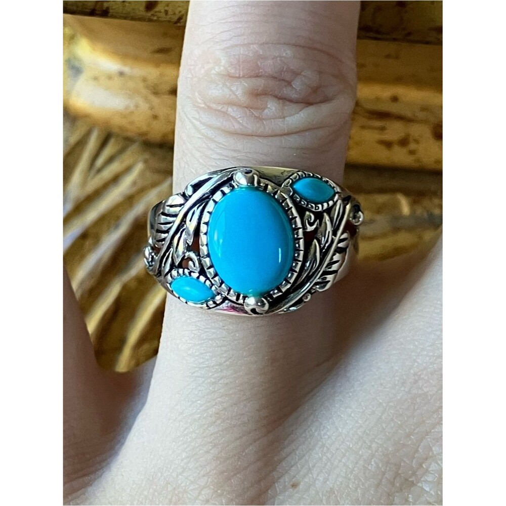 Sleeping Beauty Turquoise Sterling Silver Ring Size 9